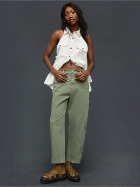 PISTOLA • Eli Arched Cropped Pants in Calvary Olive